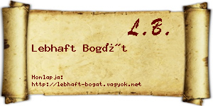 Lebhaft Bogát névjegykártya